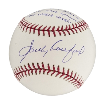 Sandy Koufax Signed and Inscribed "Brooklyn Dodgers First Game 6/24/55 1955 World Champs" Baseball  (PSA/DNA)